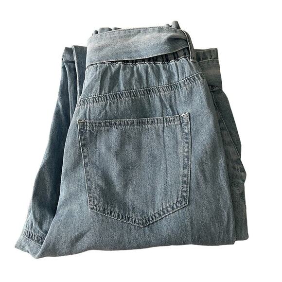 TGLA Paper Bag Blue Stretchable Waist High Rise Women's Jeans  Medium Jogger NWT - Picture 1 of 10